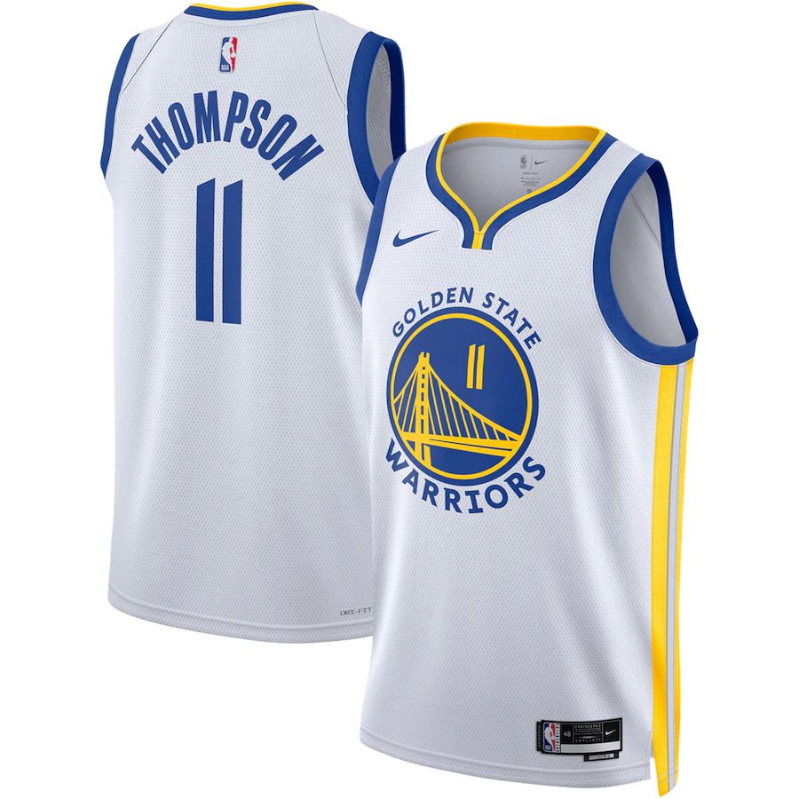 Men Golden State Warriors 11 Klay Thompson Nike White Association Edition 2022-23 Swingman NBA Jersey